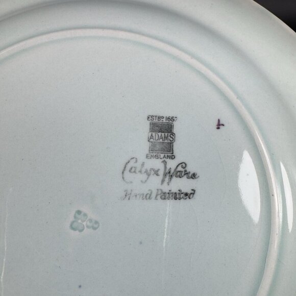 1950s Adams England Calyx Ware Ceramic 9in Dish Plate Set 4 Porcelain Floral VTG - Picture 6 of 15